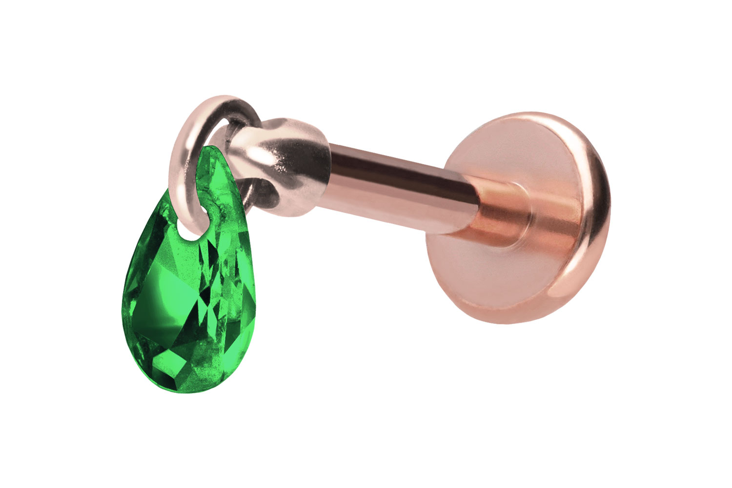 Titan Labret Piercing mit Push Fit KRISTALLTROPFEN